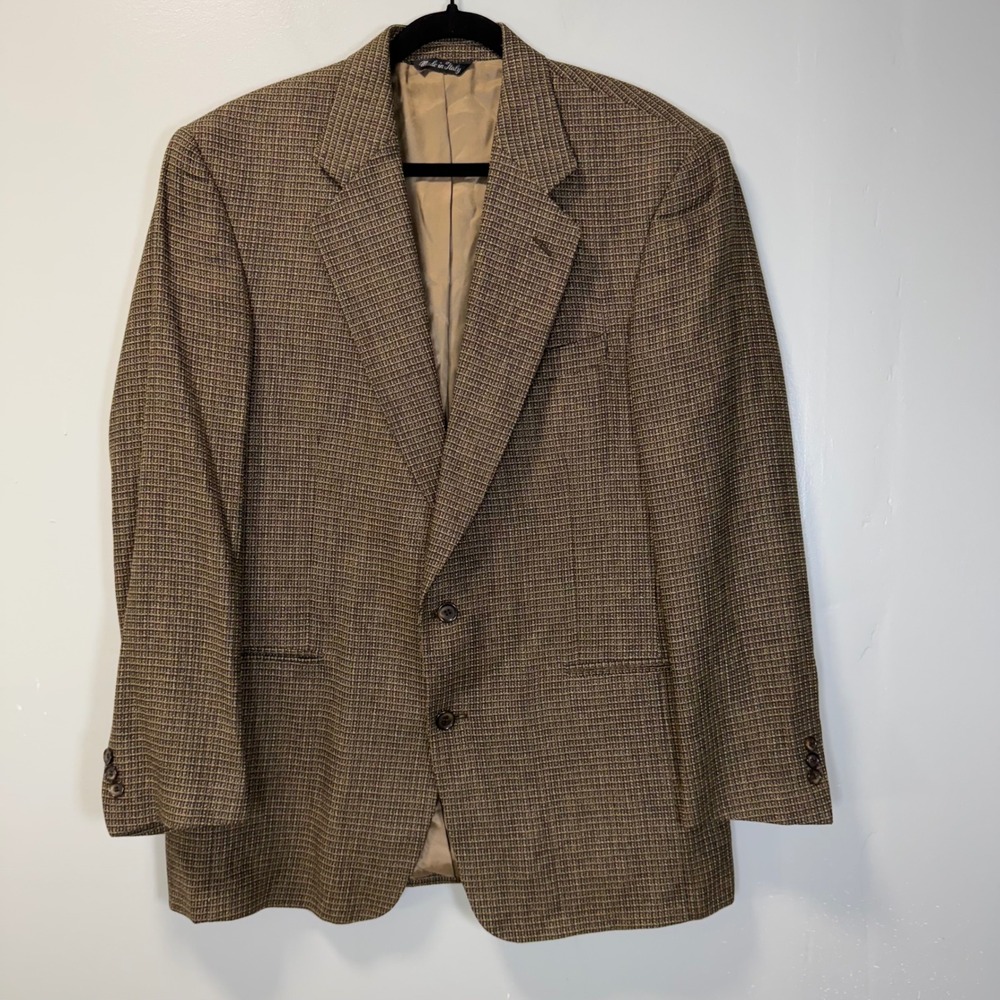 Vito Rufolo Mens Vintage Silk Wool Sport Coat Blazer 43 LN Brown Made in Italy